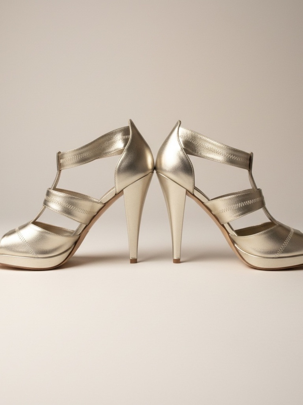 Aldo Metallic Silver Strappy High Heel Sandals
